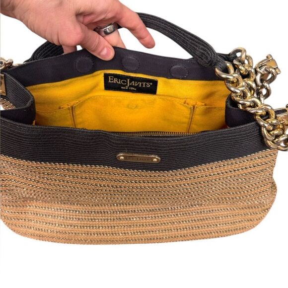 Eric Javits Gold-Tone Raffia Straw Tote Handbag - Picture 7 of 13